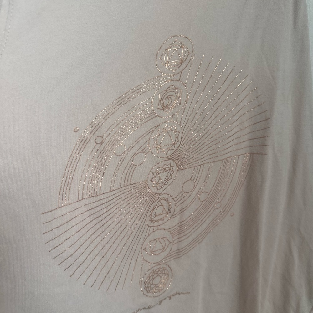 Spiritual Gangster Graphic Tee with Gold Accents. Chakras